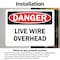 Signmission Live Wire Overhead Danger Sign, Vinyl Decal, 10in W x 7in L, 2PK OS-2PACK-DS-D-710-L-19420 - alternate 6